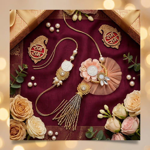 925 Silver Coin Bhaiya Bhabhi Pink Floral Rakhi Shriramsilverworks