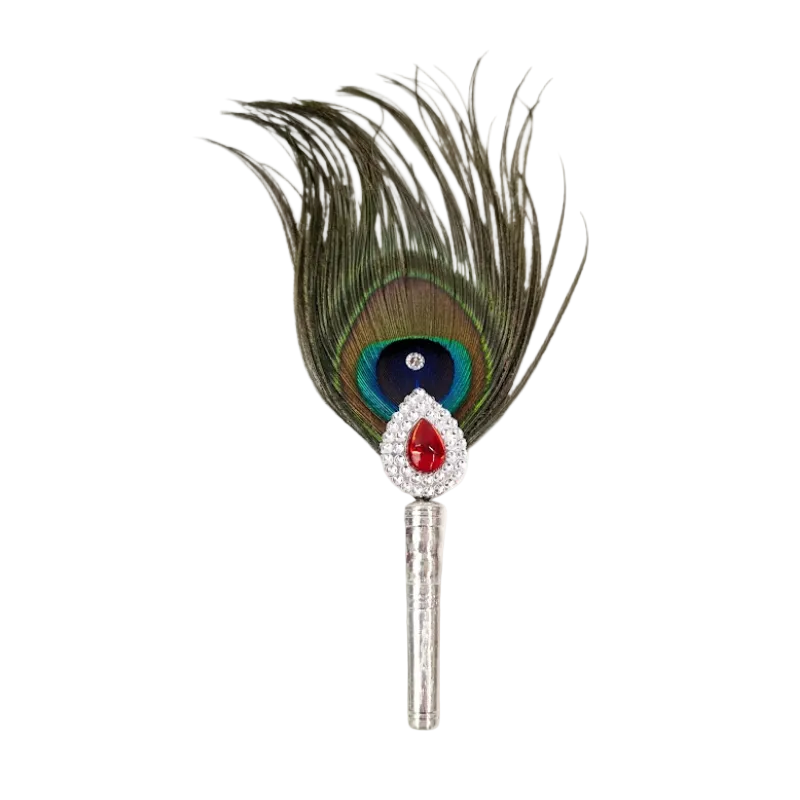 1 Par Pure Silver Mor Pankh Peacock Feather Shriramsilverworks