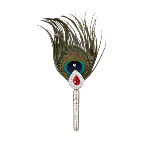1 Par Pure Silver Mor Pankh Peacock Feather Shriramsilverworks