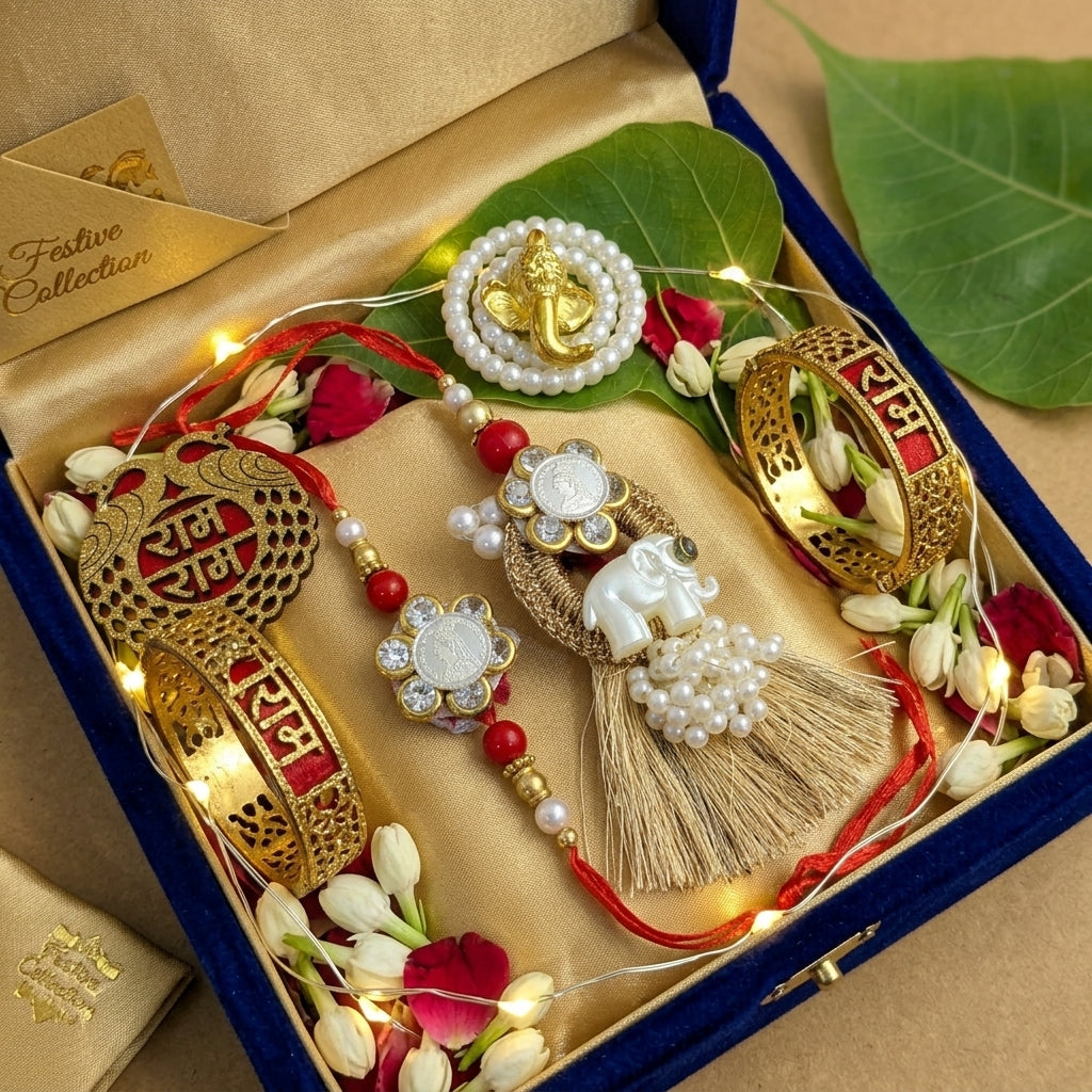 Rajsi Gajraj Silver Bhaiya Bhabhi Rakhi Shriramsilverworks