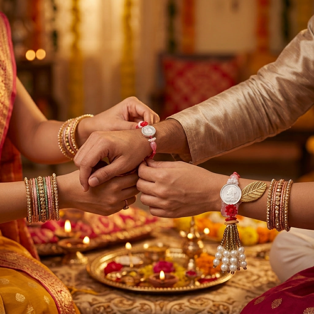 Gulbahar Silver Bhaiya Bhabhi Rakhi Lumba Shriramsilverworks