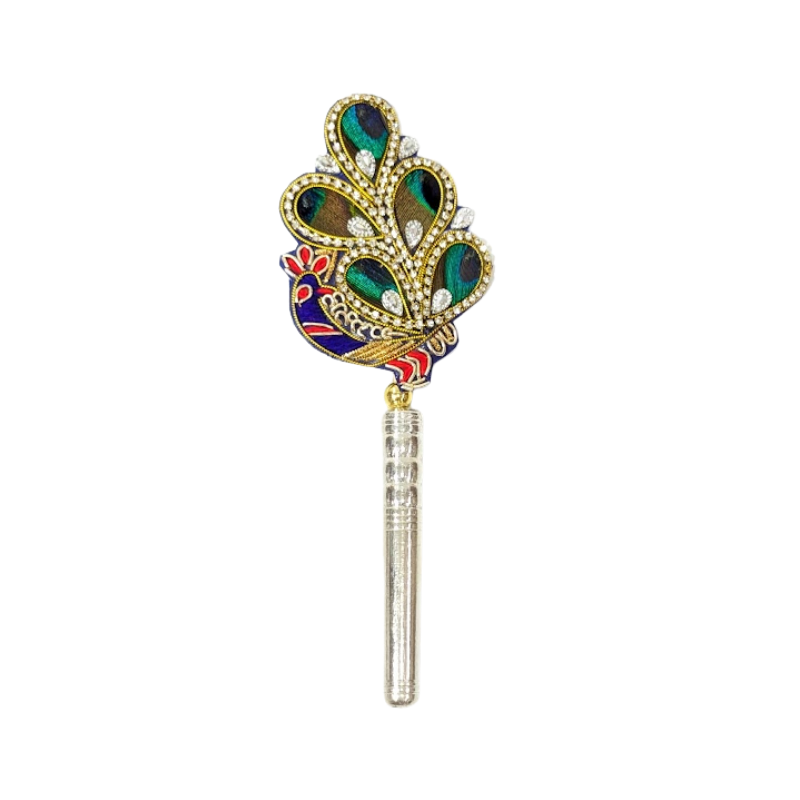 Handcrafted 5 Par Pure Silver Mor Pankh Patch Small Shriramsilverworks