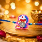 Doraemon Kids Handcrafted Silver Coin Rakhi Shriramsilverworks