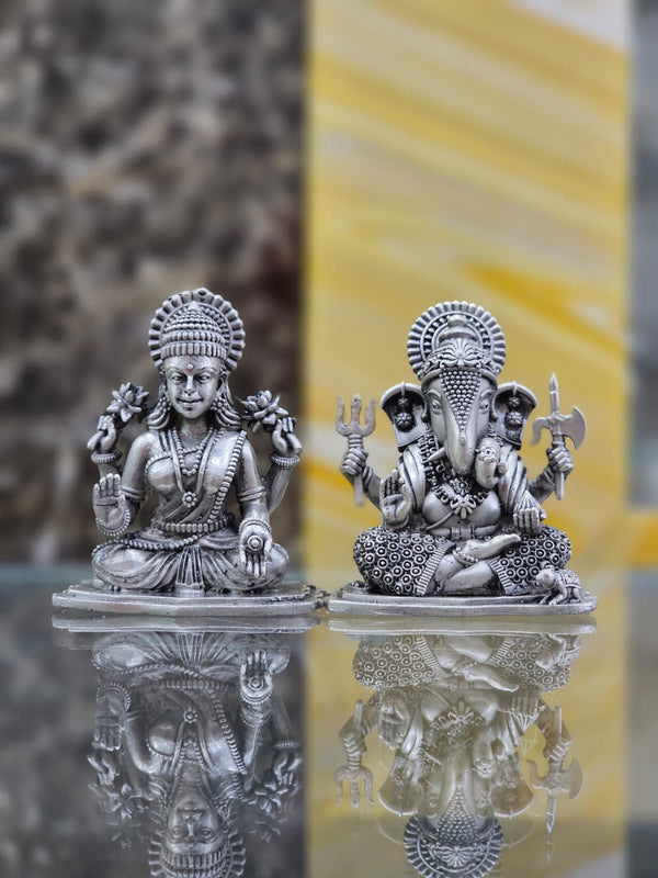 Laxmi Ganesh Idol with antique polish