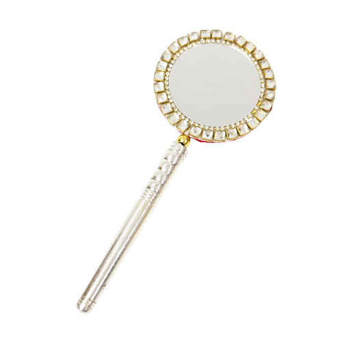 Handcrafted Pure Silver Mirror for Laddu Gopal Shriramsilverworks