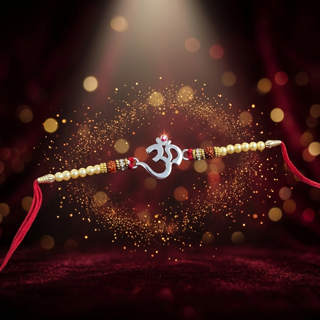 Classic 925 Silver Om Rakhi For Brother Shriramsilverworks
