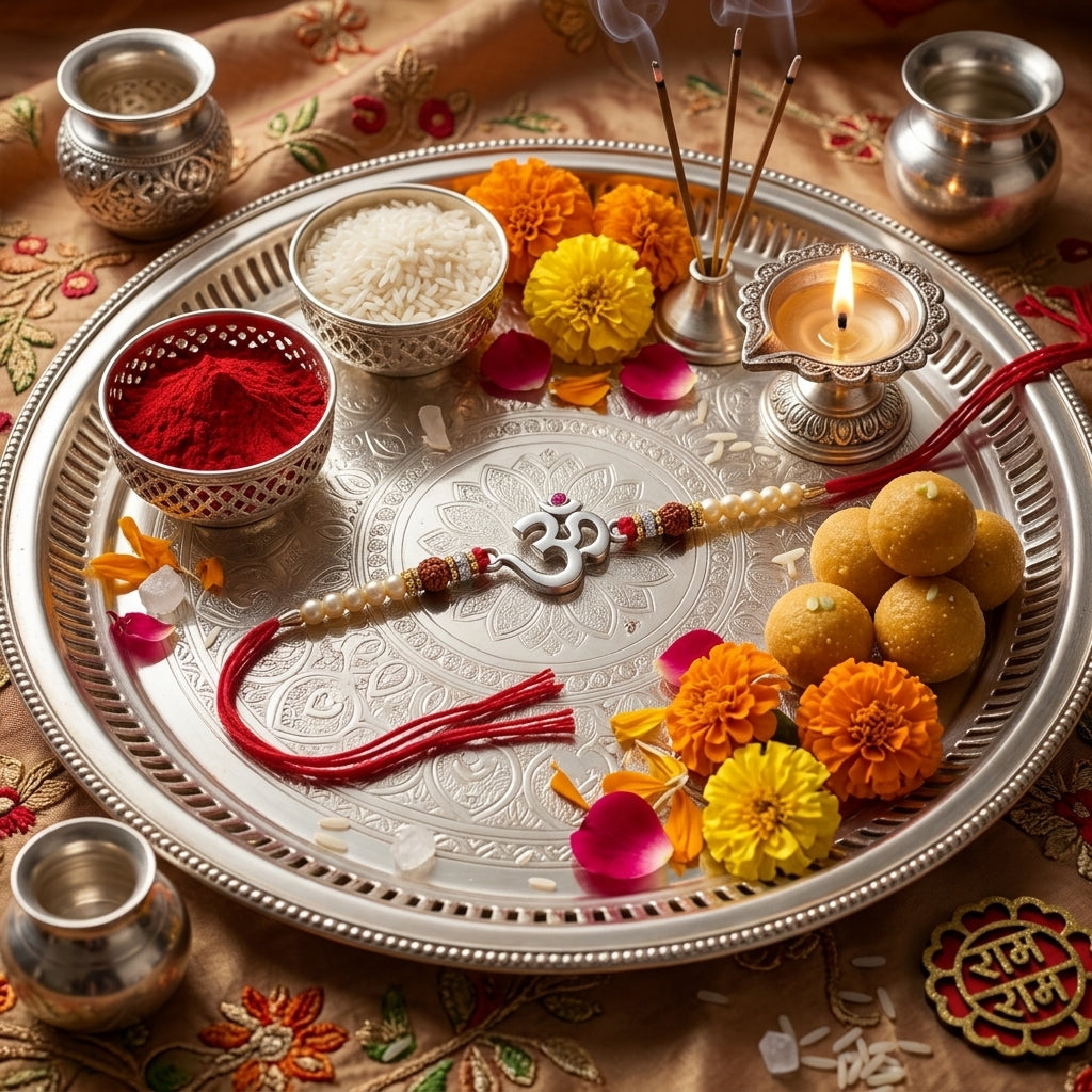 Classic 925 Silver Om Rakhi For Brother Shriramsilverworks