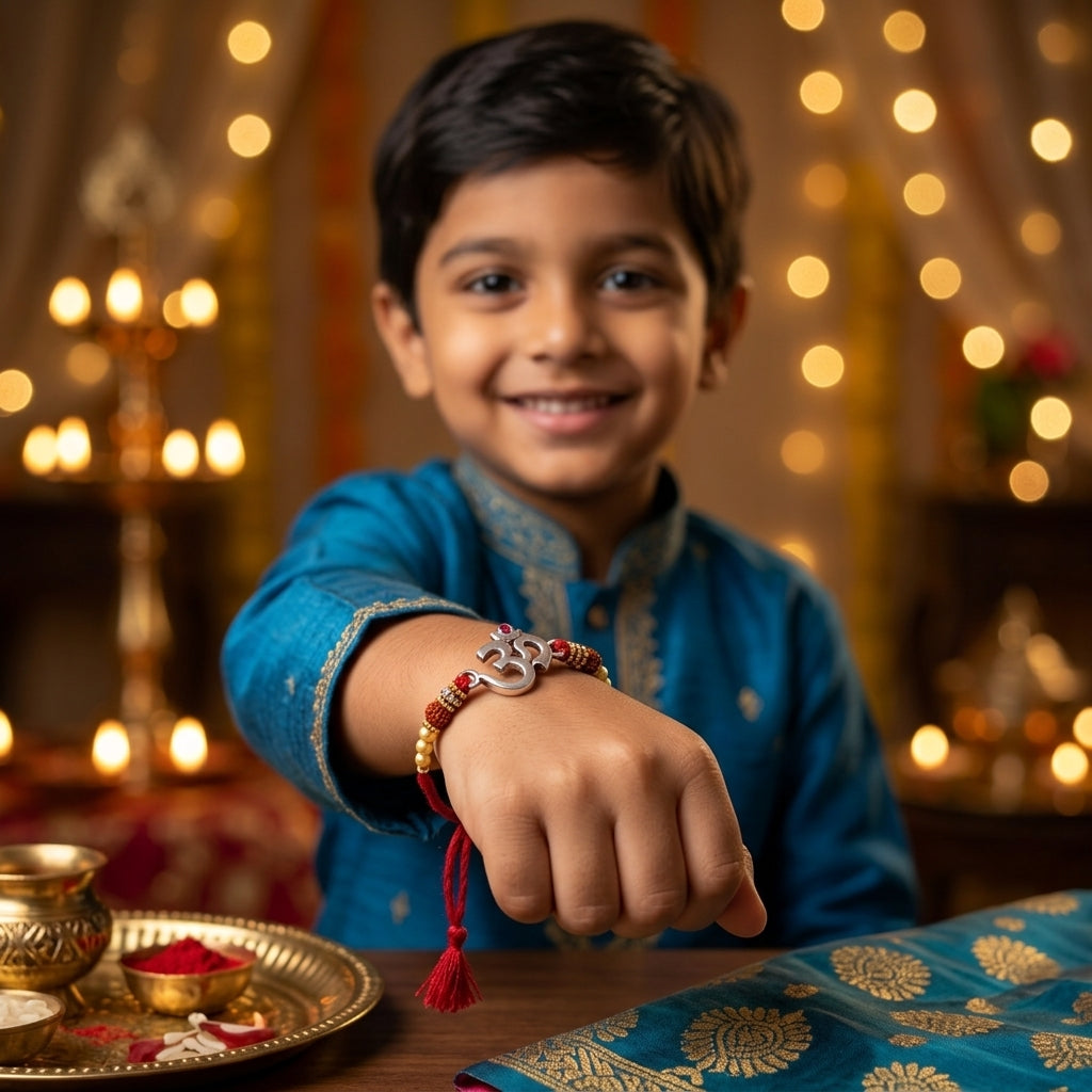 Classic 925 Silver Om Rakhi For Brother Shriramsilverworks