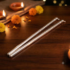 Pure Silver Ganesh Pooja Dandiya - Traditional Silver Sticks Shriramsilverworks