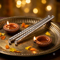 Pure Silver Ganesh Pooja Dandiya - Traditional Silver Sticks Shriramsilverworks